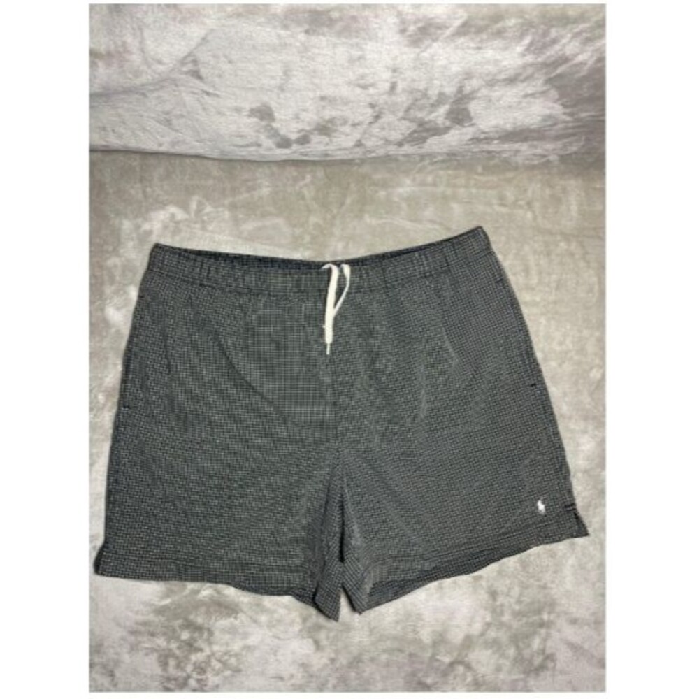 Polo Ralph Lauren Outdoor Shorts Men's Large Gray Grid Swim Drawstring
